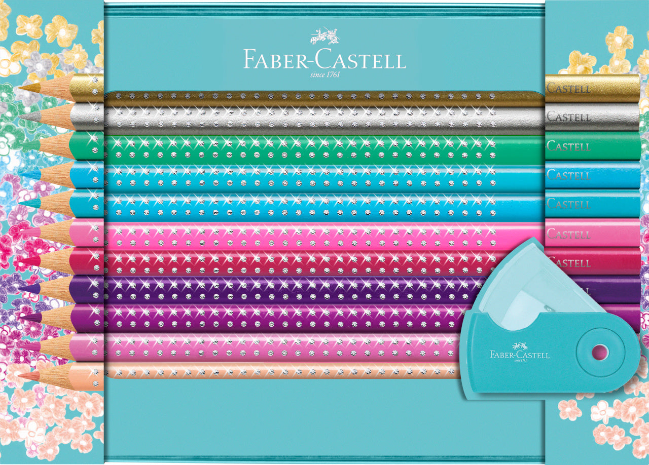 SET CADOU 20 CREIOANE COLORATE SPARKLE + ASC. SLEEVE FABER-CASTE SET CADOU 20 CREIOANE COLORATE SPARKLE + ASC. SLEEVE FABER-CASTE